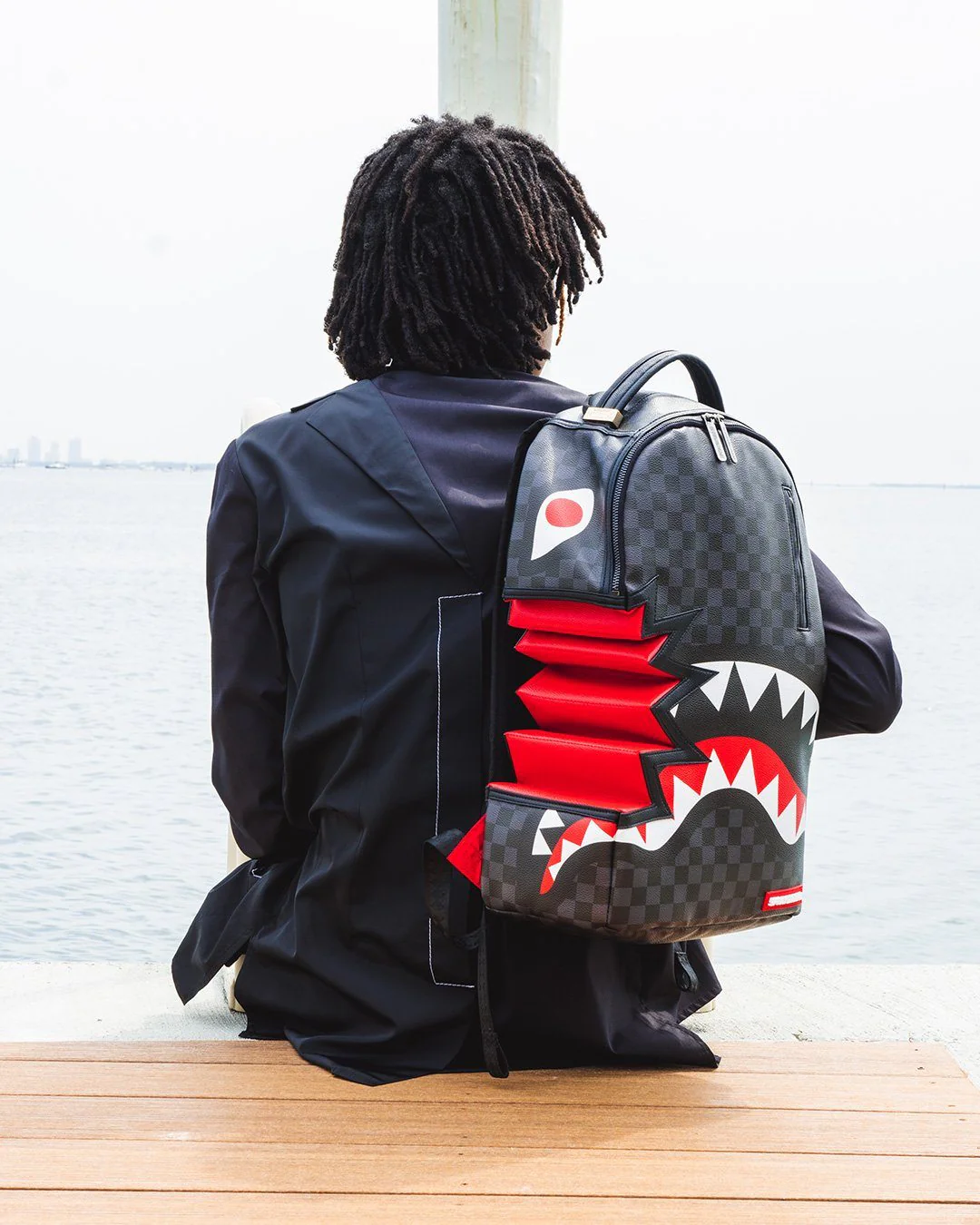 Sprayground Backpack SHARK BITE SHARKS IN PARIS GRAY BACKPACK (DLXV) Black - Image 4